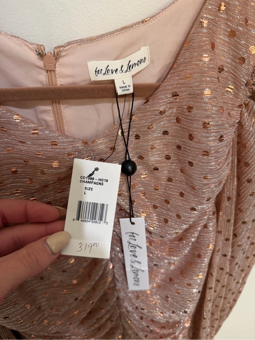 For Love & Lemons Blush Pink Ruched Sequin Mini Dress - Picture 3 of 4